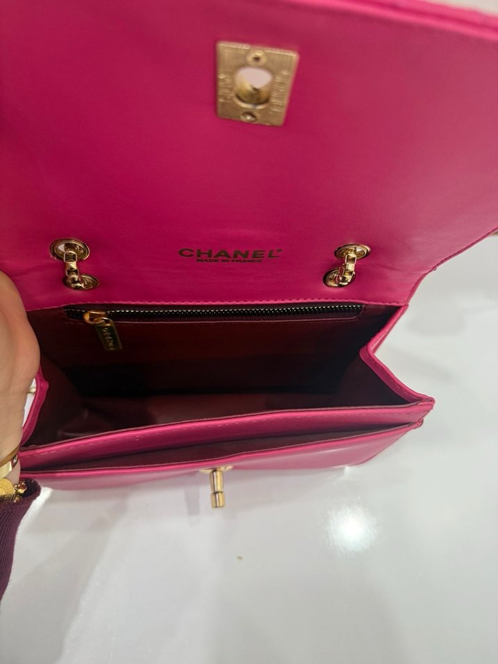 Zincir Detaylı pembe çanta - Görsel 4