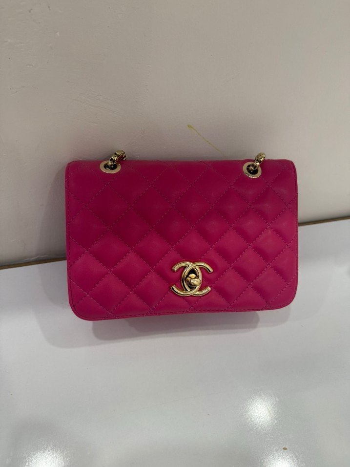 Zincir Detaylı pembe çanta - Görsel 2