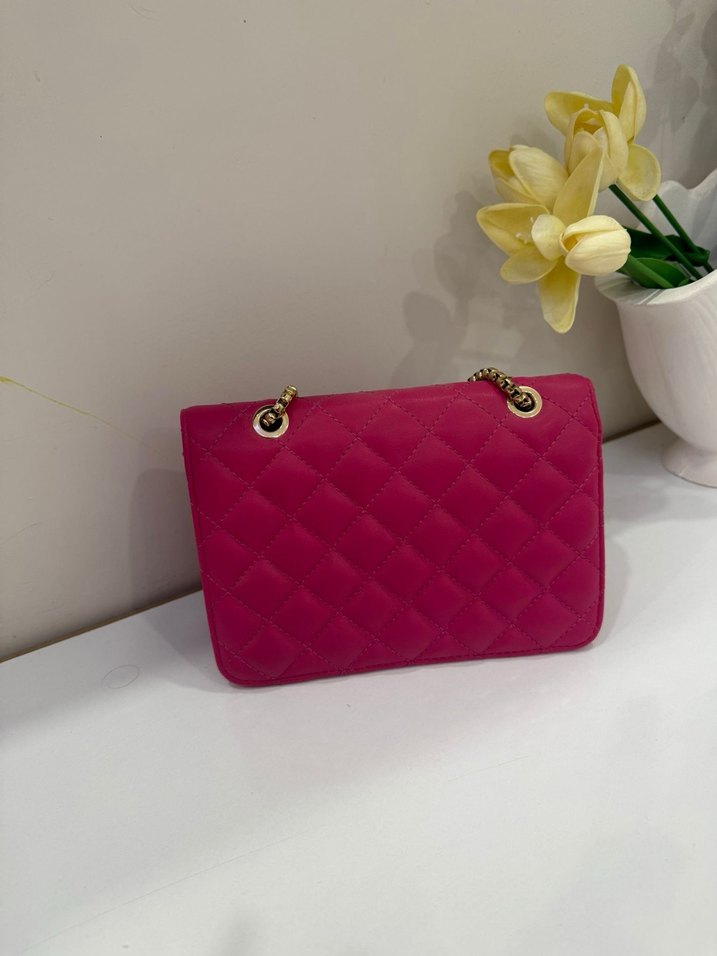 Zincir Detaylı pembe çanta - Görsel 3