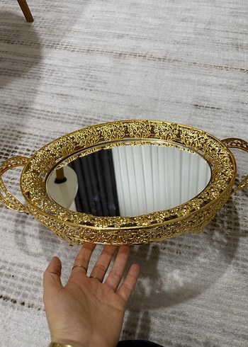 PAltın Renkli Dekoratif Ayna söz nişan çikolata tepsisisi - Görsel 2