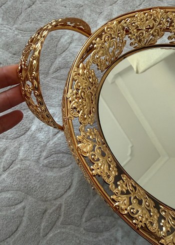 PAltın Renkli Dekoratif Ayna söz nişan çikolata tepsisisi - Görsel 6