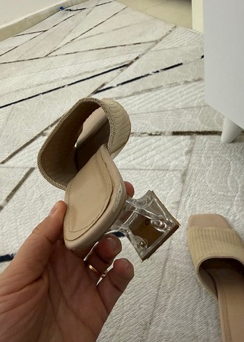 Bej Örgü Detaylı Kadın Topuklu Terlik - Görsel 6