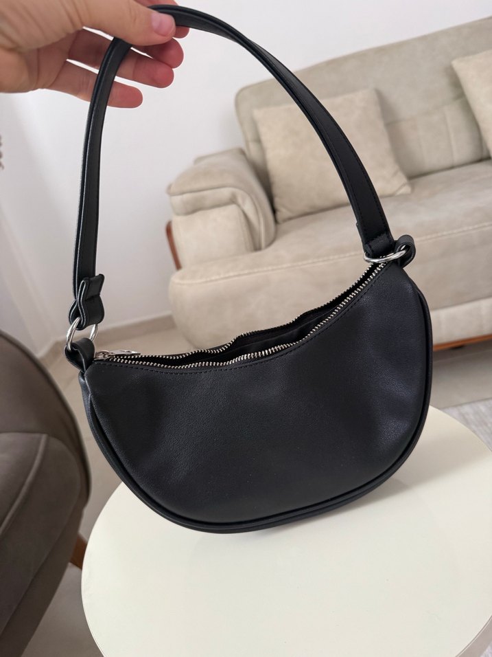 Siyah Deri Minimalist Kadın Çanta - Görsel 2