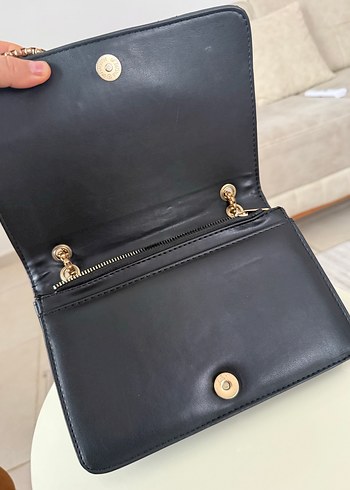 Zincir Detaylı Siyah Deri Kadın Çanta - Görsel 3