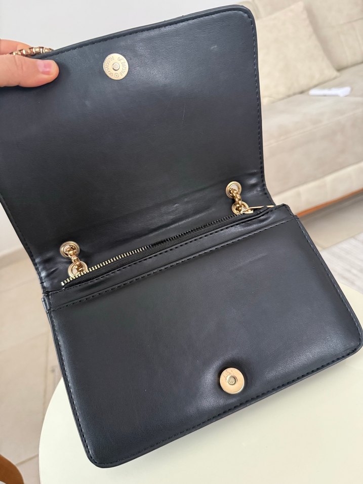 Zincir Detaylı Siyah Deri Kadın Çanta - Görsel 3