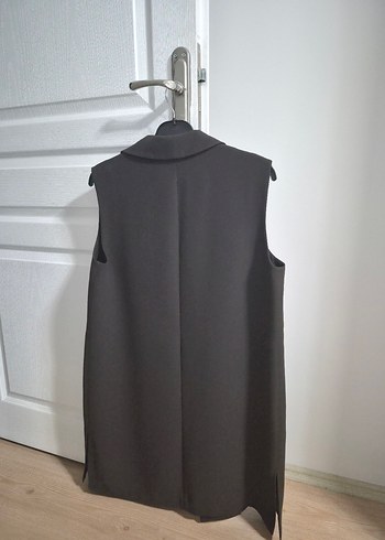 Koyu Yeşil Düğmeli Kolsuz Midi Yelek - Görsel 3