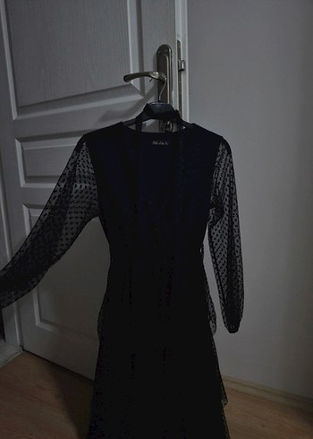 Siyah V Yaka Uzun Kollu Gotik Elbise - Görsel 2