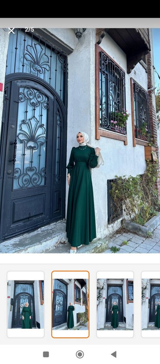 Uzun Yeşil Kadın Elbise - Görsel 2