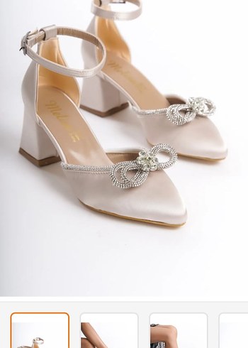 Bej Kadın Topuklu Abiye Ayakkabı - Görsel 2