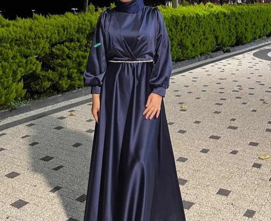 lacivert Uzun Salaş Kadın Elbise - Görsel 2