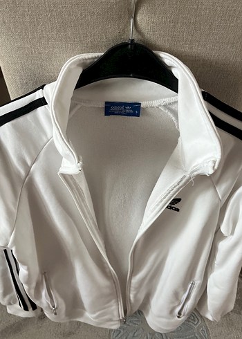Beyaz Fermuarlı Adidas Spor Ceket - Görsel 4