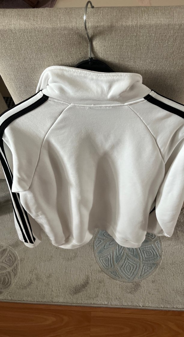 Beyaz Fermuarlı Adidas Spor Ceket - Görsel 3