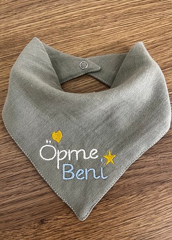 Öpme Beni Nakışlı Gri Bebek Önlüğü - Görsel 2