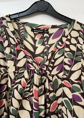 Çok Renkli Bohem Desenli V Yaka Bluz - Görsel 2