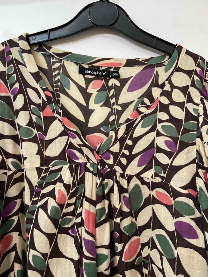 Çok Renkli Bohem Desenli V Yaka Bluz - Görsel 2