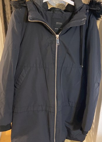 Siyah Kadın Midi Boy Fermuarlı mont - Görsel 2