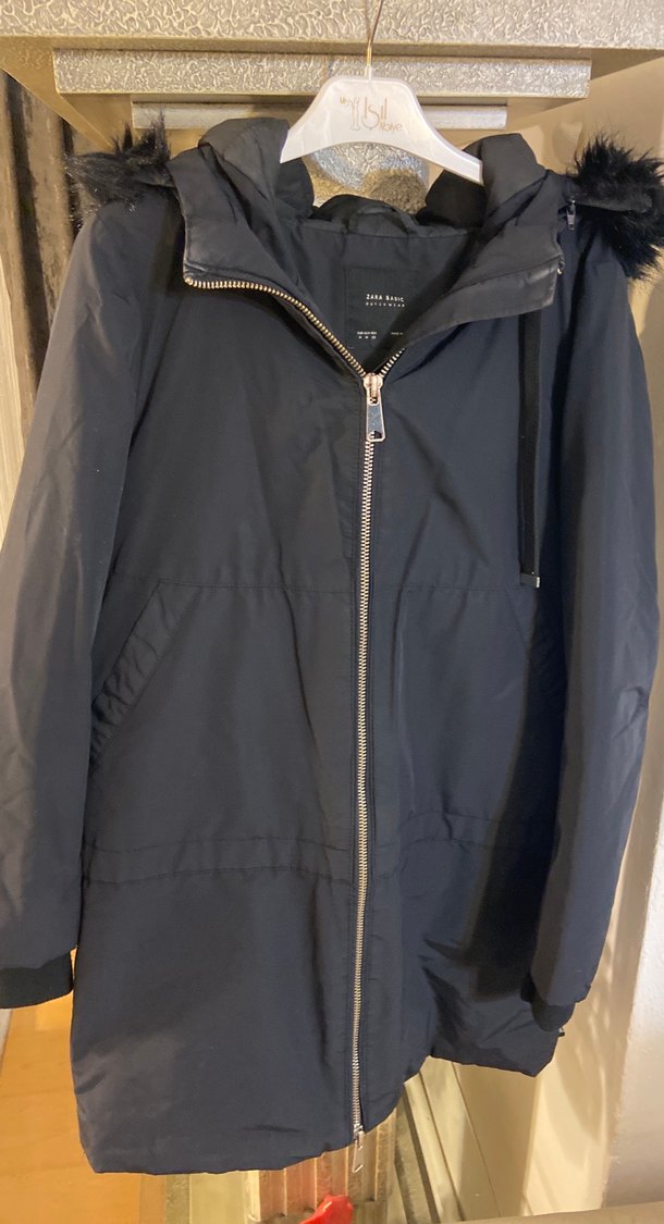 Siyah Kadın Midi Boy Fermuarlı mont - Görsel 2