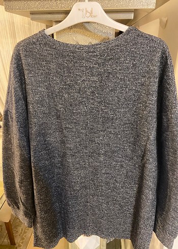 Gri Triko Kadın Sweatshirt Slogan Baskılı Zara Markalı - Görsel 3