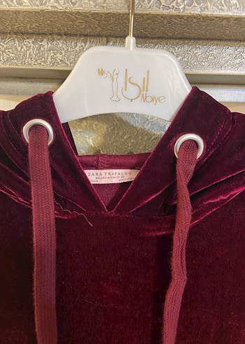 Bordo Kapüşonlu Kadın Sweatshirt - Görsel 2