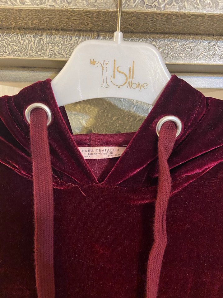 Bordo Kapüşonlu Kadın Sweatshirt - Görsel 2