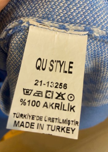 Mavi V Yakalı Örgü Kadın Hırka - Görsel 3