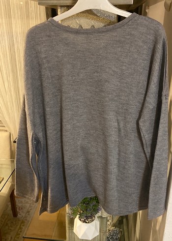 İnci Detaylı Gri Kadın Triko Kazak - Görsel 3