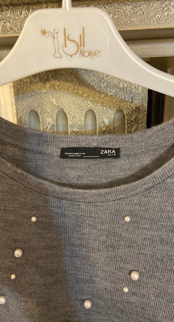 İnci Detaylı Gri Kadın Triko Kazak - Görsel 2