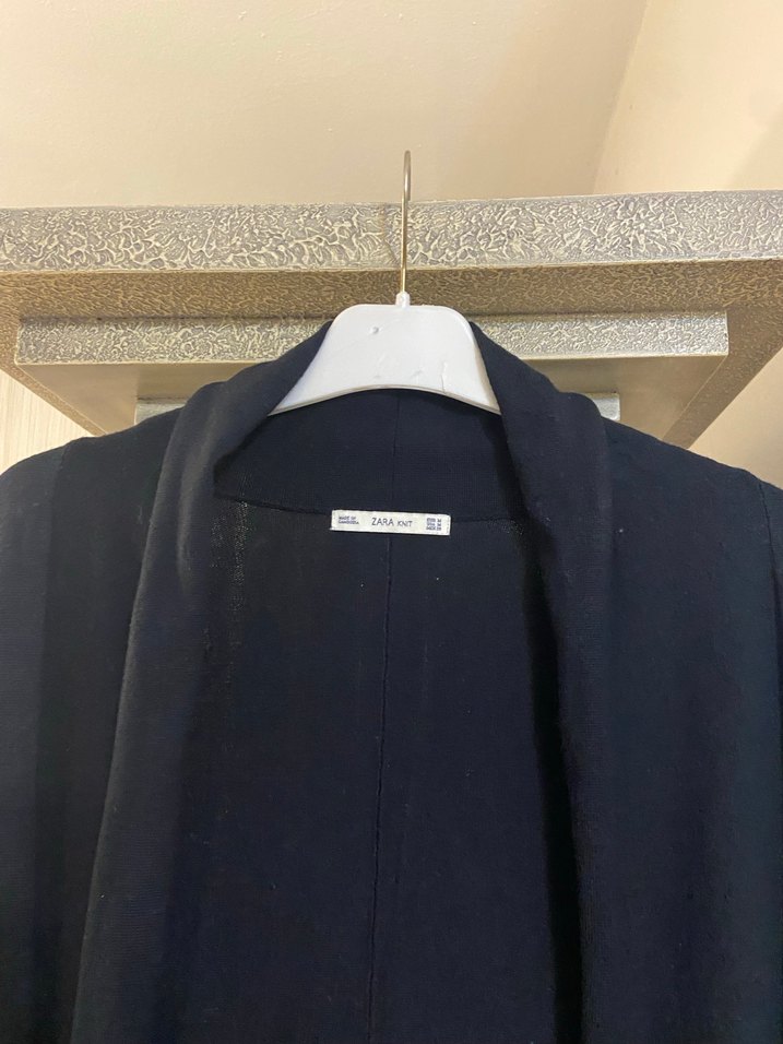 Kadın Siyah Midi Keten Hırka - Görsel 2