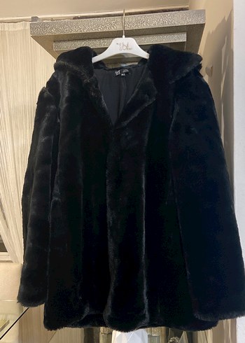 Siyah Uzun Kollu Siyah Kadın Peluş Kürk - Görsel 2