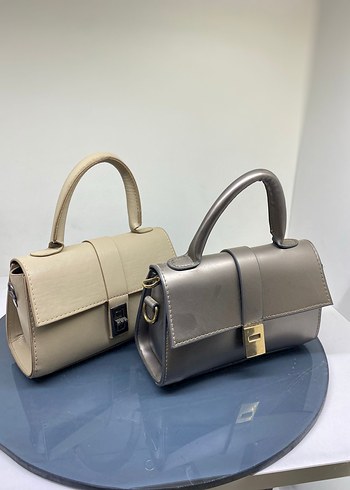 Bej ve Gri Deri Tokalı Kadın Çantaları - Görsel 2