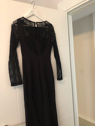 36 Beden Siyah dantelli balık abiye elbise