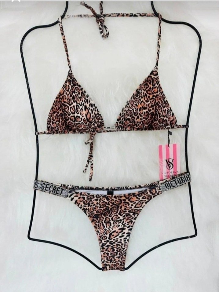 Leopar Desenli Parlak Bikini Takımı - Görsel 2