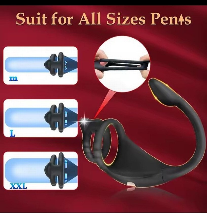 USB Şarjlı Siyah Halka ve Vibratör - Görsel 4