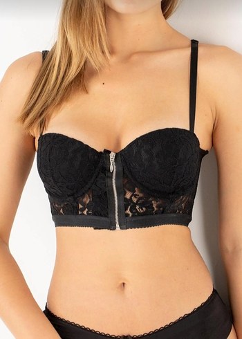 Siyah İşlemeli Gotik Midi Sütyen - Görsel 3