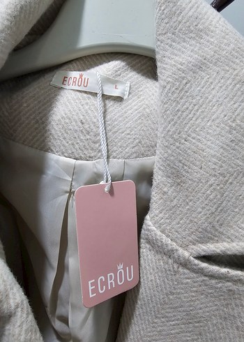 Bej Uzun Kemerli Kadın Kaban ECROU marka L beden - Görsel 5