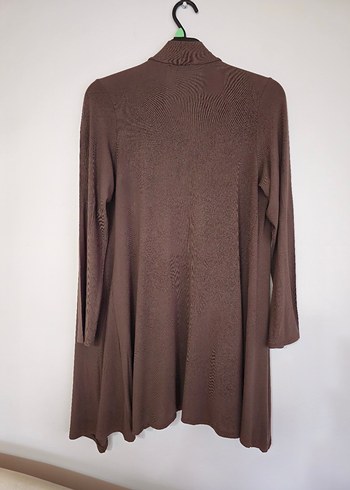 Kahverengi Uzun Kollu Salaş Önü Asimetrik Dökümlü Hırka - Görsel 2