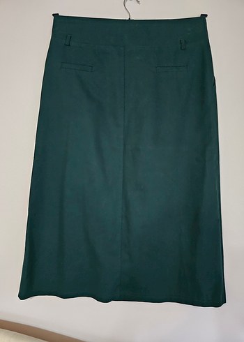 Düğmeli Koyu Yeşil 48 BEDEN Etek - Görsel 2