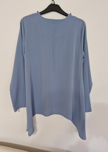 Mavi Uzun Kollu Salaş Midi Tunik - Görsel 7