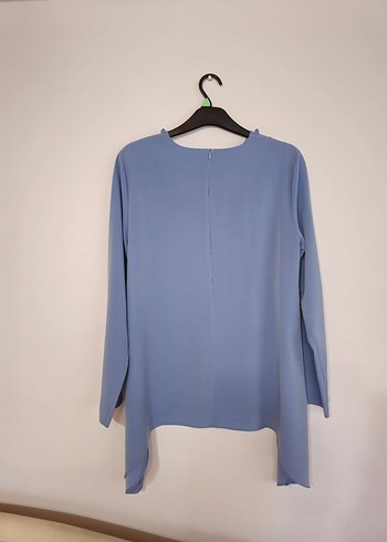 Mavi Uzun Kollu Salaş Midi Tunik - Görsel 2