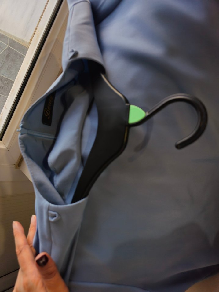 Mavi Uzun Kollu Salaş Midi Tunik - Görsel 4