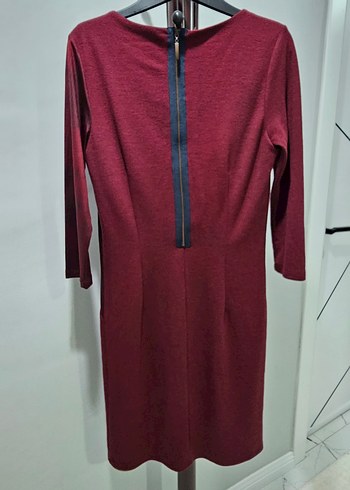 Bordo V Yaka Midi Elbise Limon Company marka M beden - Görsel 5