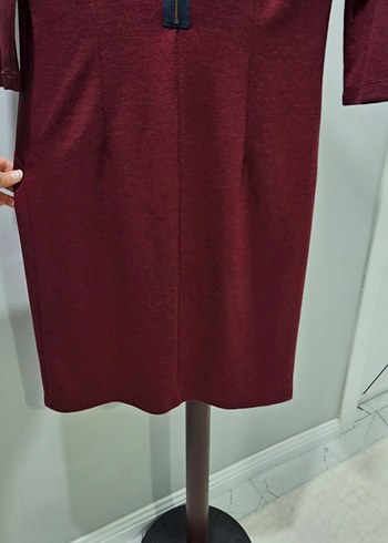 Bordo V Yaka Midi Elbise Limon Company marka M beden - Görsel 6