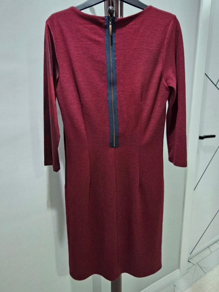 Bordo V Yaka Midi Elbise Limon Company marka M beden - Görsel 5