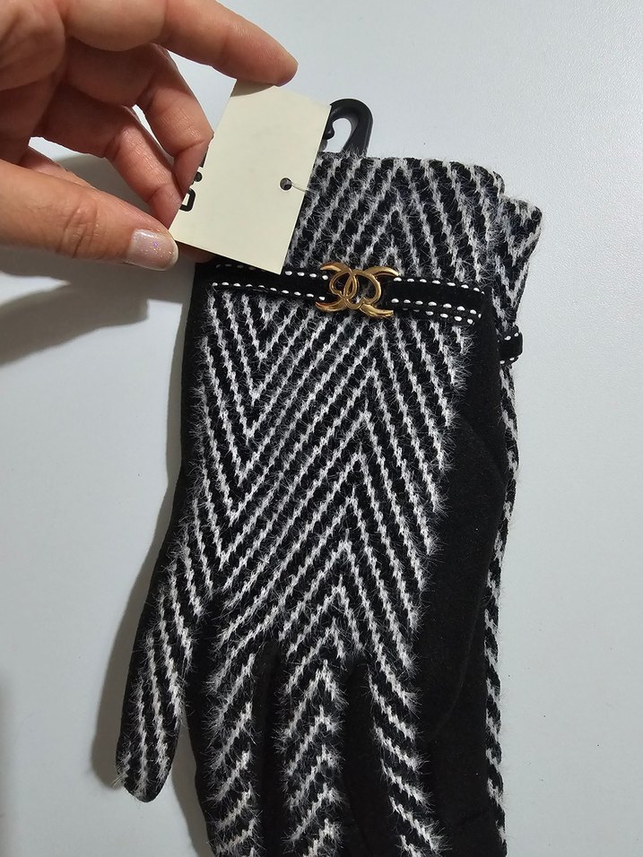 Gri Örgü Yün Kadın Eldiveni KOTON S beden - Görsel 2