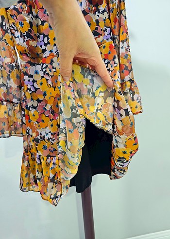 Çiçek Desenli Uzun Kollu Midi Elbise - Görsel 4