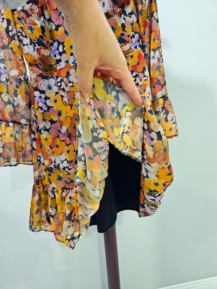 Çiçek Desenli Uzun Kollu Midi Elbise - Görsel 4