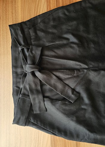 Kadın Siyah Kemerli Midi Kumaş Havuç Pantolon - Görsel 6