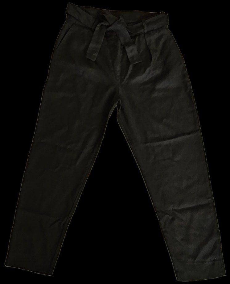 Kadın Siyah Kemerli Midi Kumaş Havuç Pantolon - Görsel 2