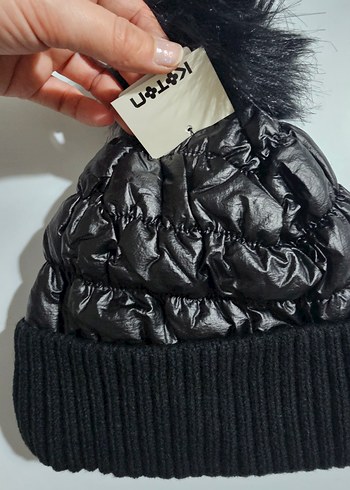 Siyah Kürk Detaylı Kadın Bere KOTON marka - Görsel 2