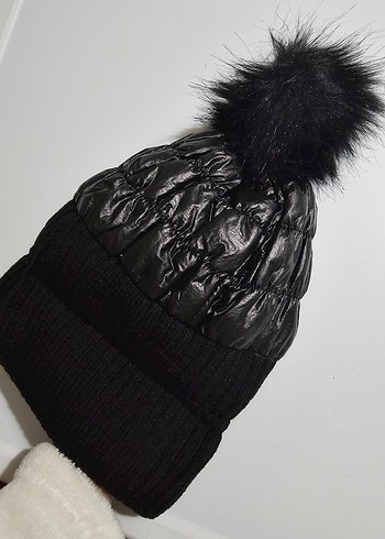 Siyah Kürk Detaylı Kadın Bere KOTON marka - Görsel 5